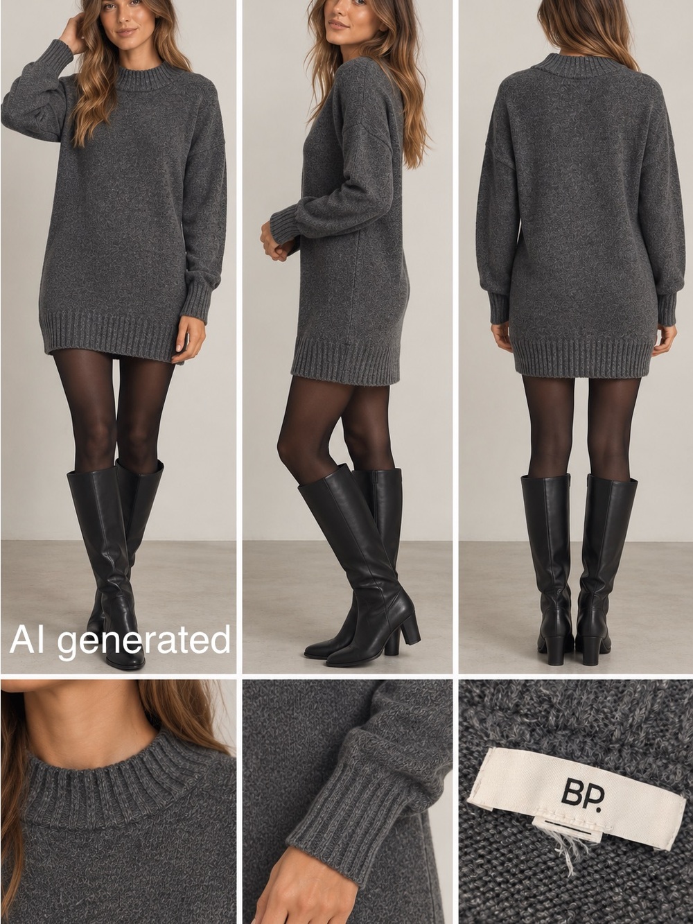 bp Grey Knit Sweater Dress